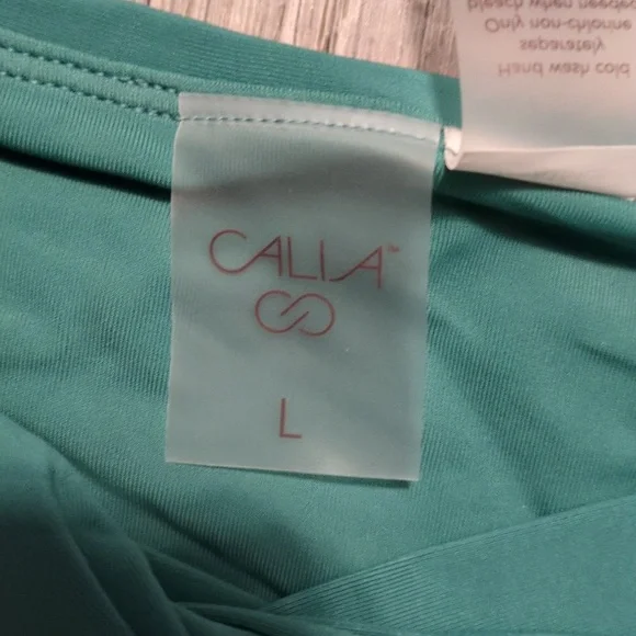 Calia Jungle Green Hi Rise Twist Front Swim Bottoms Size Large - Picture 3 of 5